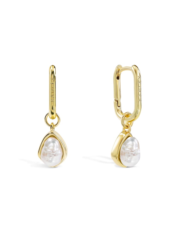 Peers Hardy Gold Peers Hardy 18ct Plated Pearl Drop Hoop Earrings - Image 2 of 5 Peers Hardy Gold Peers Hardy 18ct Plated Pearl Drop Hoop Earrings - Image 2 of 5