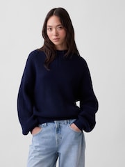 Gap Navy Oversized Rolled Neck Jumper - Image 1 of 4