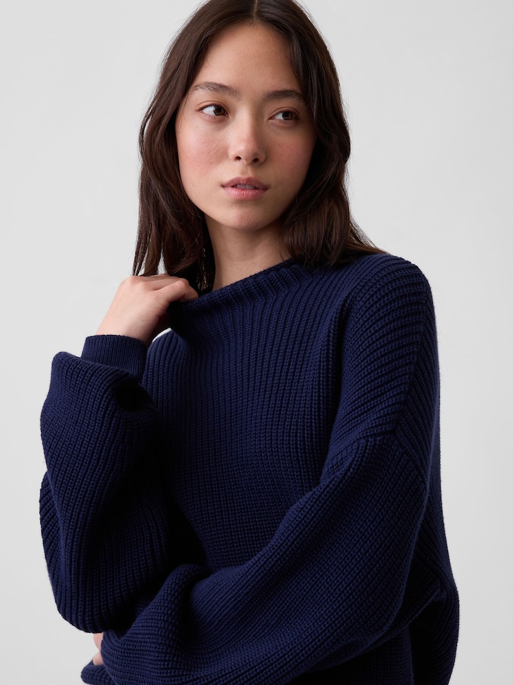 Gap Navy Oversized Rolled Neck Jumper - Image 4 of 4
