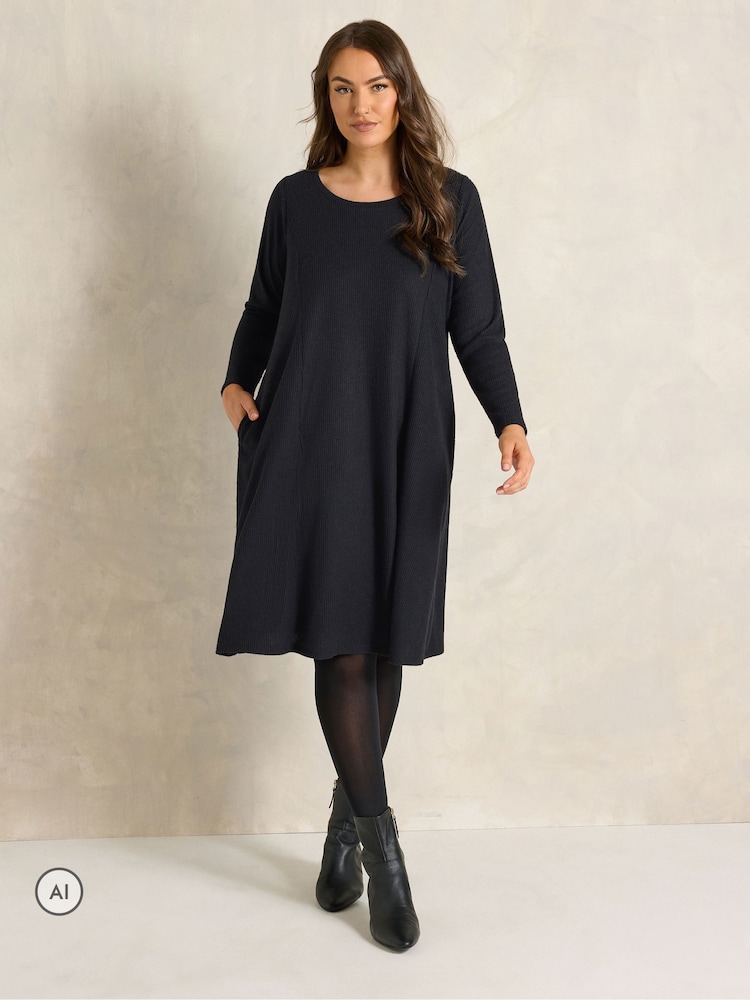 Evans Black Pocket Detail Dress - Image 2 of 6 Evans Black Pocket Detail Dress - Image 2 of 6