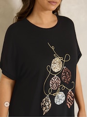 Evans Sequin Embellished Bauble Tree T-Shirt - Պատկեր 4 6-ից