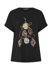 Evans Sequin Embellished Bauble Tree T-Shirt - Պատկեր 5 6-ից