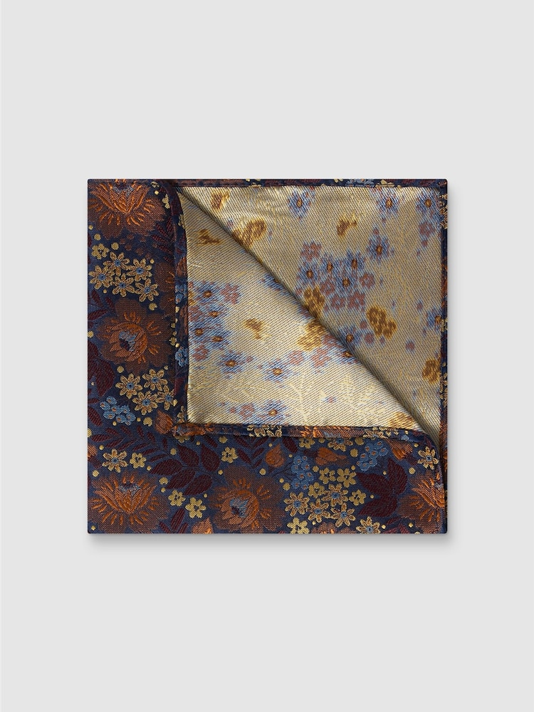 Antique Rogue Green Rust Winter Floral Pocket Square - Image 1 of 2