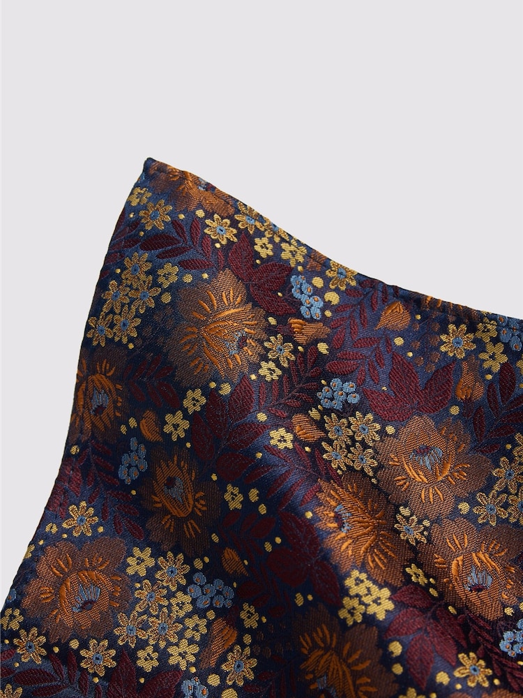 Antique Rogue Green Rust Winter Floral Pocket Square - Image 2 of 2