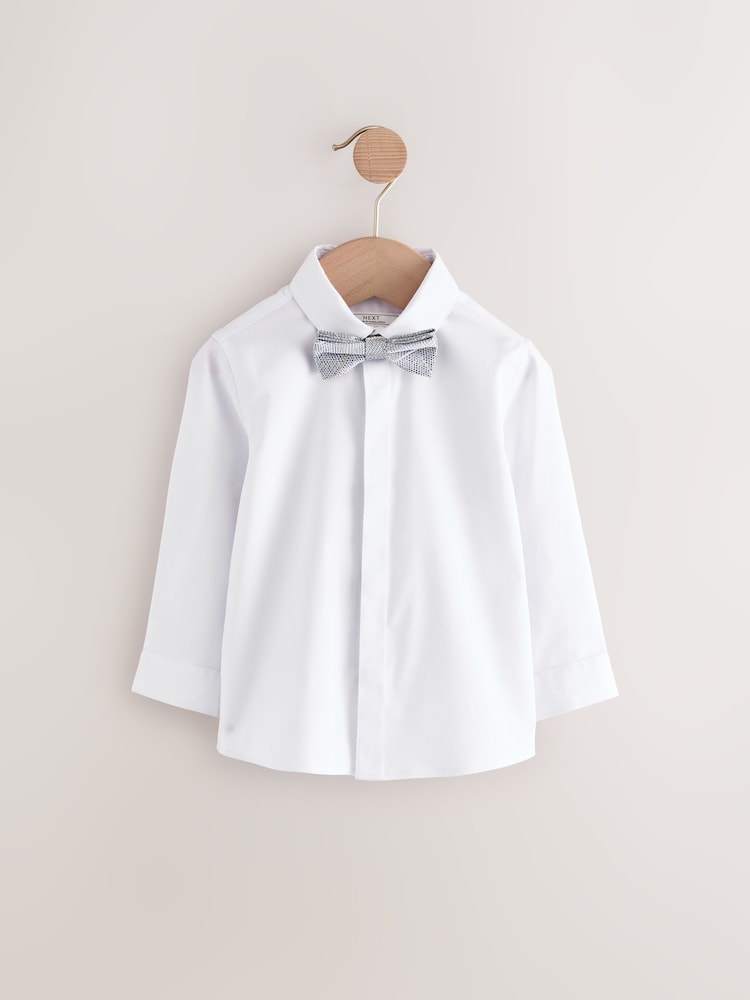White Long Sleeve Shirt and Bowtie Set (3mths-7yrs) - Image 1 of 4