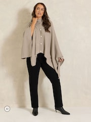Табиғи - Evans Ribbed Button Detail Coverup - 7суретінің 3 суреті