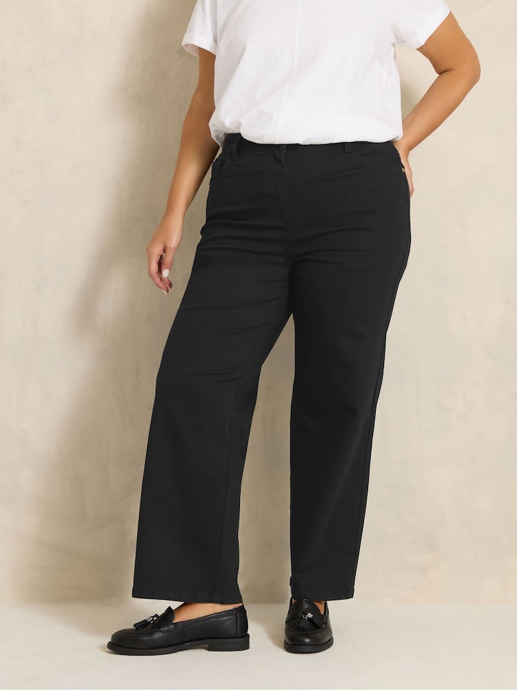 Evans Black Premium Wide Leg Jeans - Image 1 of 6 Evans Black Premium Wide Leg Jeans - Image 1 of 6