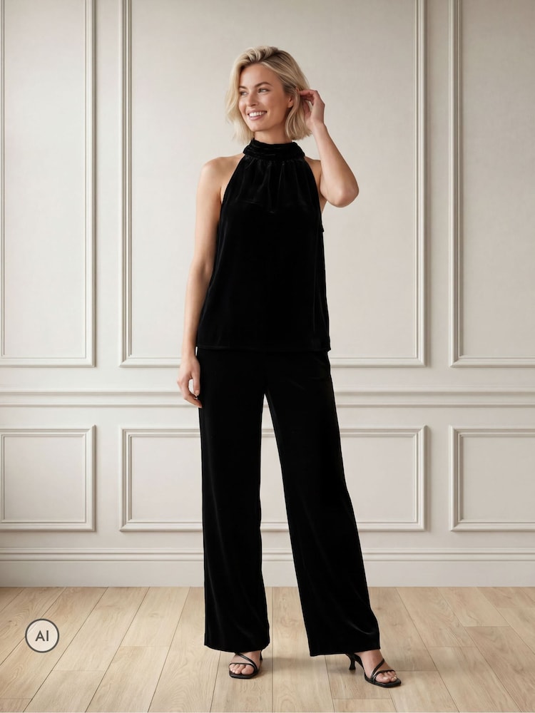 Aspiga Black Velvet Halter Top - Image 3 of 3 Aspiga Black Velvet Halter Top - Image 3 of 3