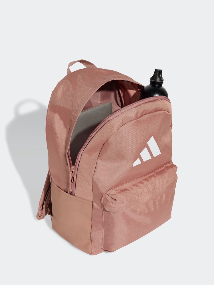 Czerwony - adidas Classic 3 Bar Logo Backpack - Image 3 of 5