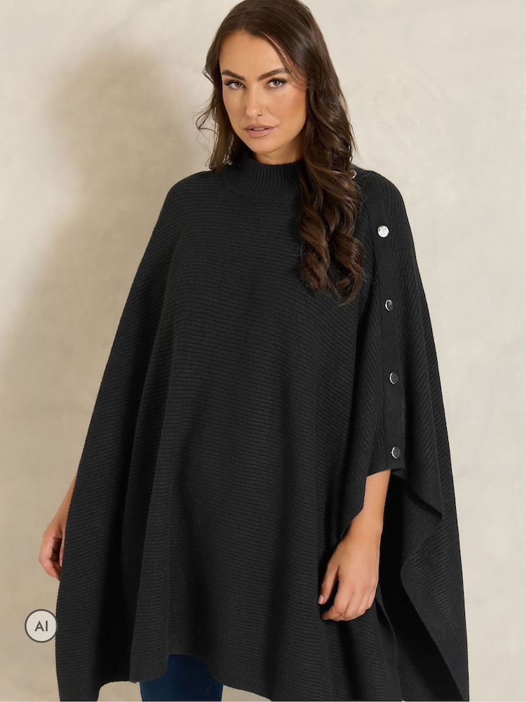 Қара - Evans Ribbed Button Detail Coverup - 6суретінің 1 суреті