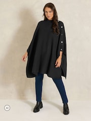 Қара - Evans Ribbed Button Detail Coverup - 6суретінің 2 суреті