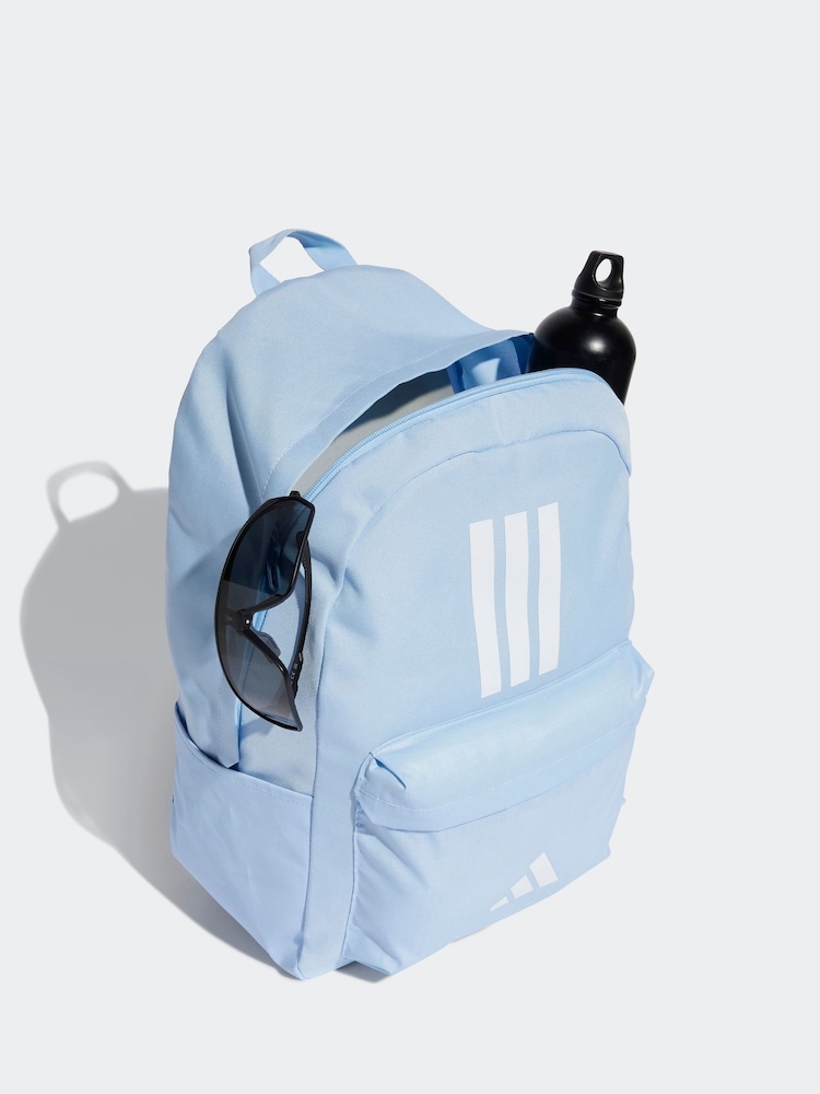 adidas Light Blue Classic 3 Bar Logo Backpack - Image 3 of 5