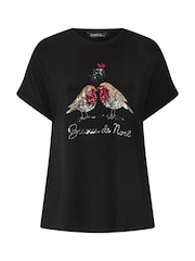 Evans Sequin Embellished Robins T-Shirt - 画像 4 / 6
