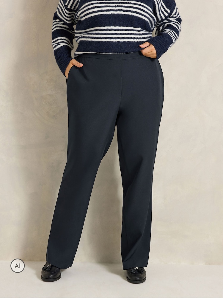 Evans Blue Tailored Wide Leg Trousers - Image 1 of 6