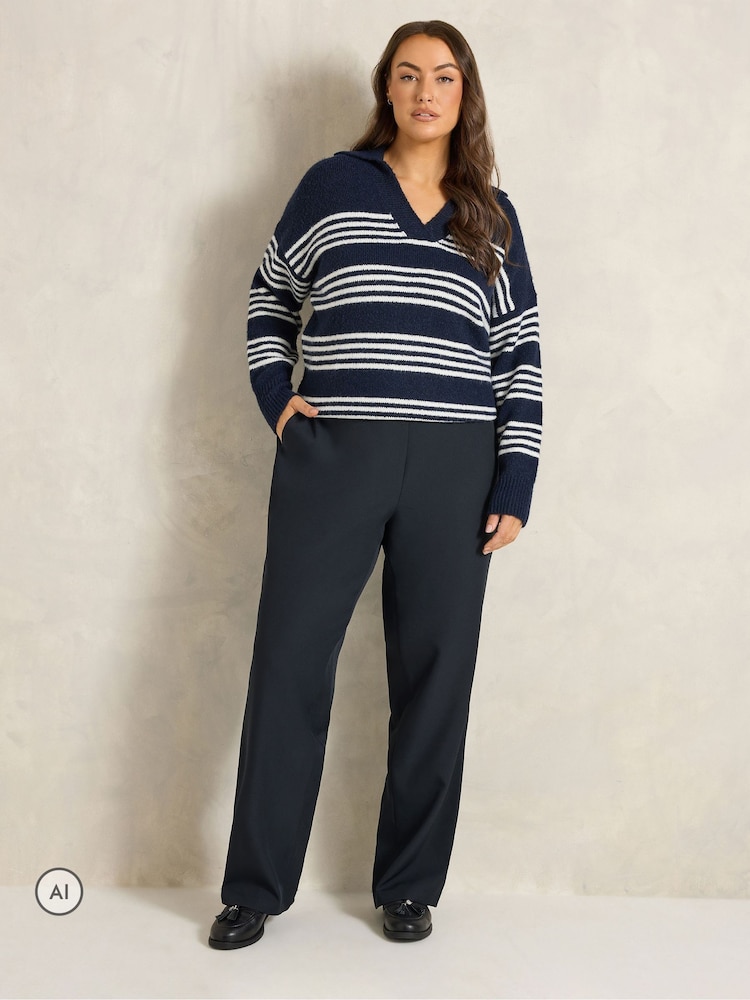 Evans Blue Tailored Wide Leg Trousers - Image 2 of 6