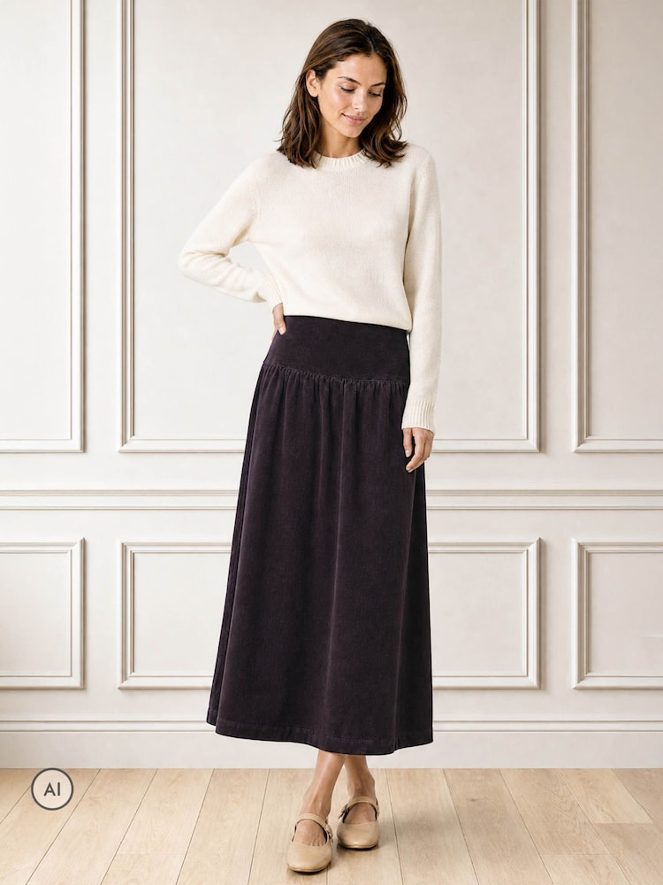 Aspiga Purple Dropped Waist Baby Cord Skirt - Image 2 of 4 Aspiga Purple Dropped Waist Baby Cord Skirt - Image 2 of 4