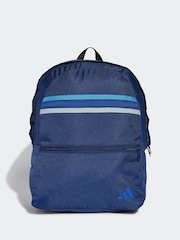 adidas Blue Classic 3 Stripe Backpack - Image 1 of 5