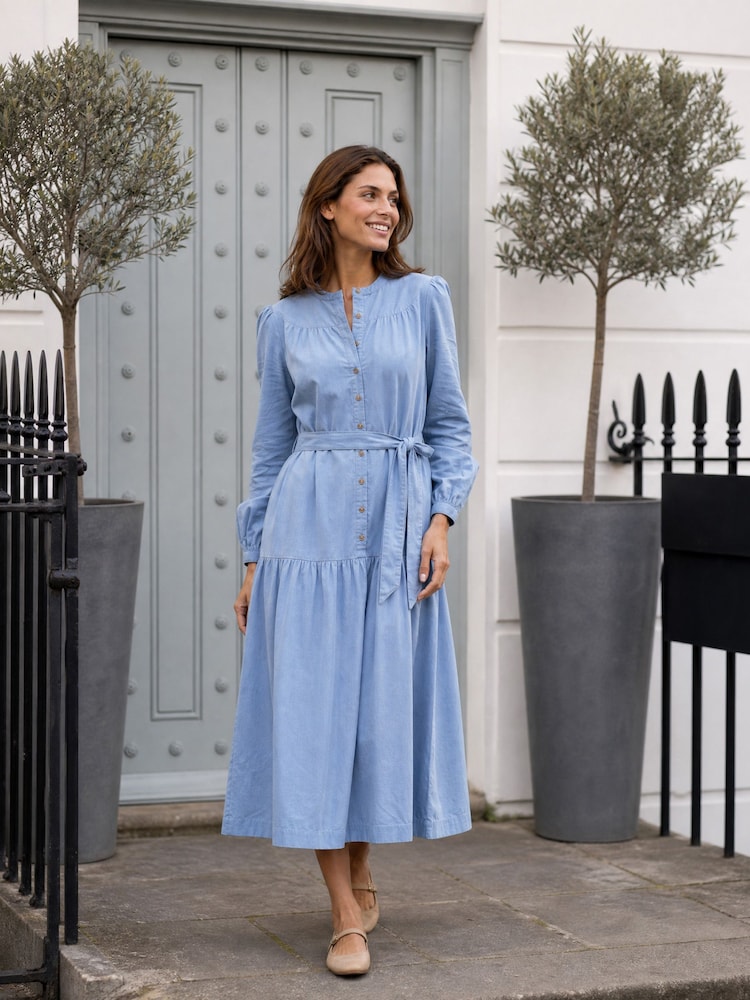 Aspiga Blue Cord Midi Dress - Image 1 of 3 Aspiga Blue Cord Midi Dress - Image 1 of 3