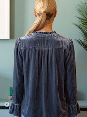 Aspiga Grey Astrid Velvet V-Neck Top - Image 3 of 4
