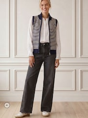 Aspiga Blue Merino Wool Stripe Zip Through Gilet - Image 2 of 3