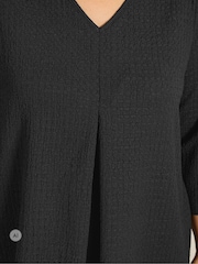 Evans Black Long Sleeve Bubble Crepe Top - Image 4 of 6