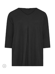 Evans Black Long Sleeve Bubble Crepe Top - Image 5 of 6