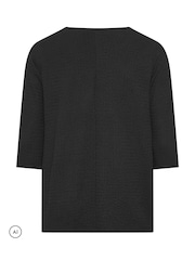 Evans Black Long Sleeve Bubble Crepe Top - Image 6 of 6