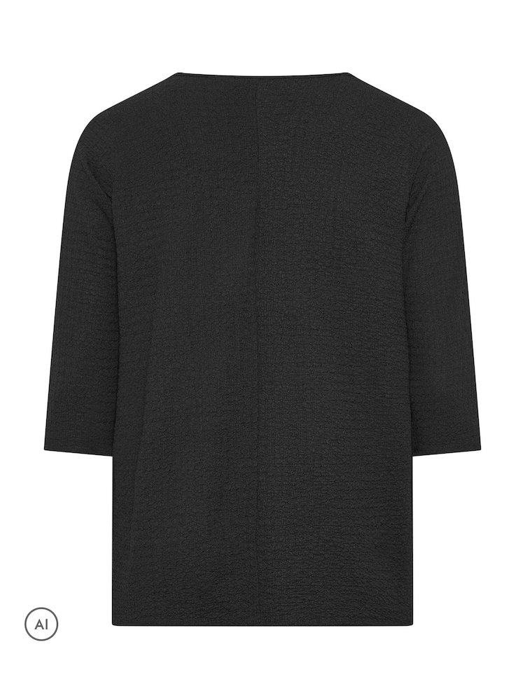 Evans Black Long Sleeve Bubble Crepe Top - Image 6 of 6