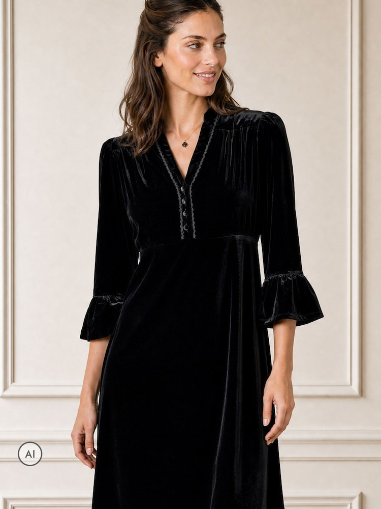 Aspiga Black Elsie Short Velvet Dress - Image 2 of 4 Aspiga Black Elsie Short Velvet Dress - Image 2 of 4