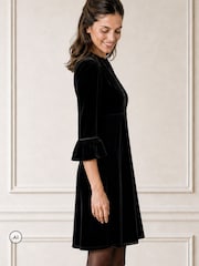Aspiga Black Elsie Short Velvet Dress - Image 3 of 4
