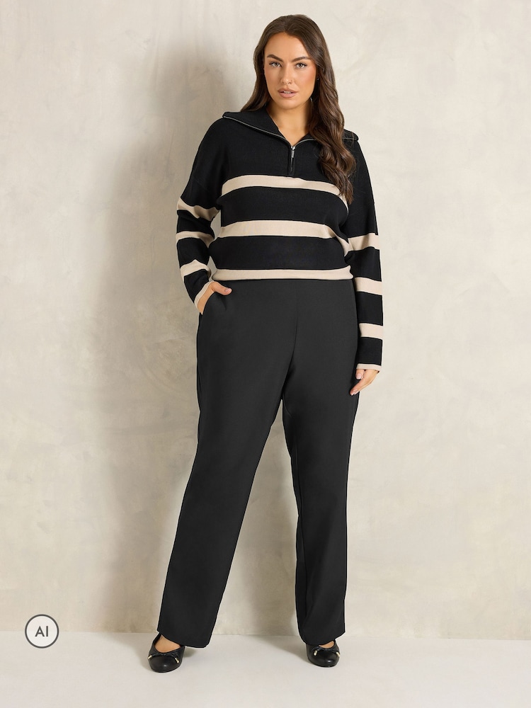 Evans Black Tailored Wide Leg Trousers - Image 2 of 6