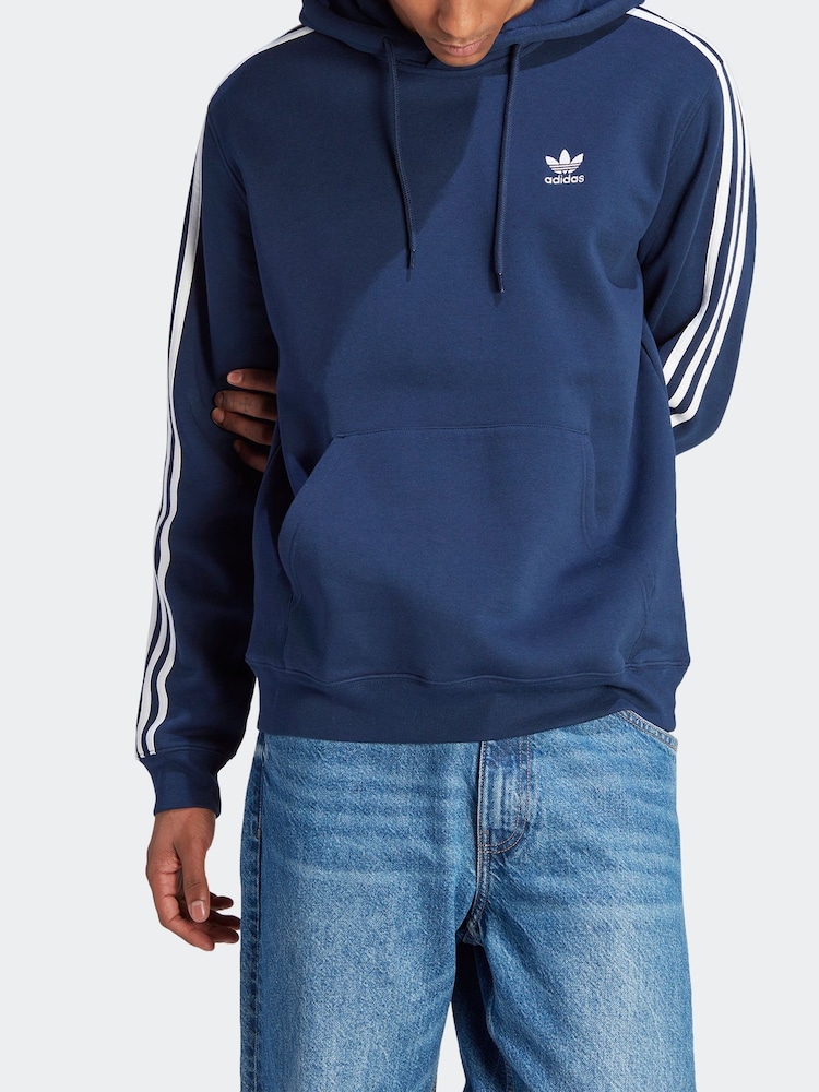 adidas Originals Blue 3-Stripes Hoodie - Image 2 of 7