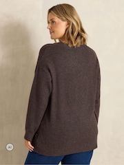 Evans Brown Zig-Zag Sequin Embellished Jumper - Image 3 of 6