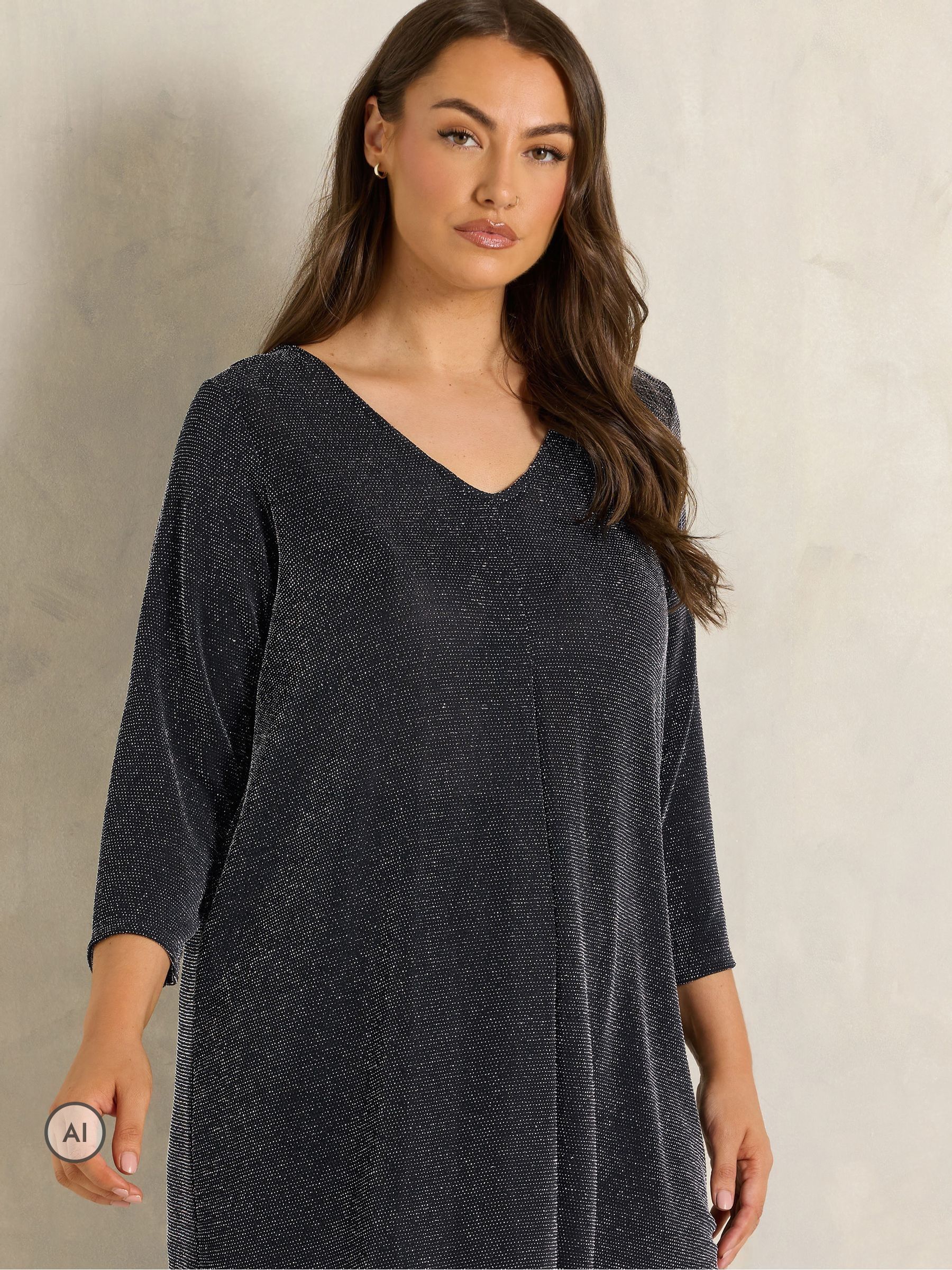 Evans Women's Black Pleat Front Swing Top In | Size: 30-32 - Image 3