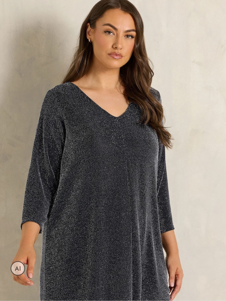Negro - Evans Long Sleeve Brillo Pleated Swing Top - Imagen 1 de 6