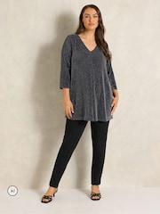 Negro - Evans Long Sleeve Brillo Pleated Swing Top - Imagen 2 de 6