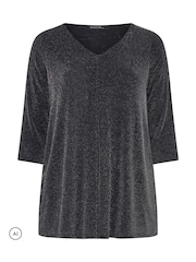 Negro - Evans Long Sleeve Brillo Pleated Swing Top - Imagen 5 de 6