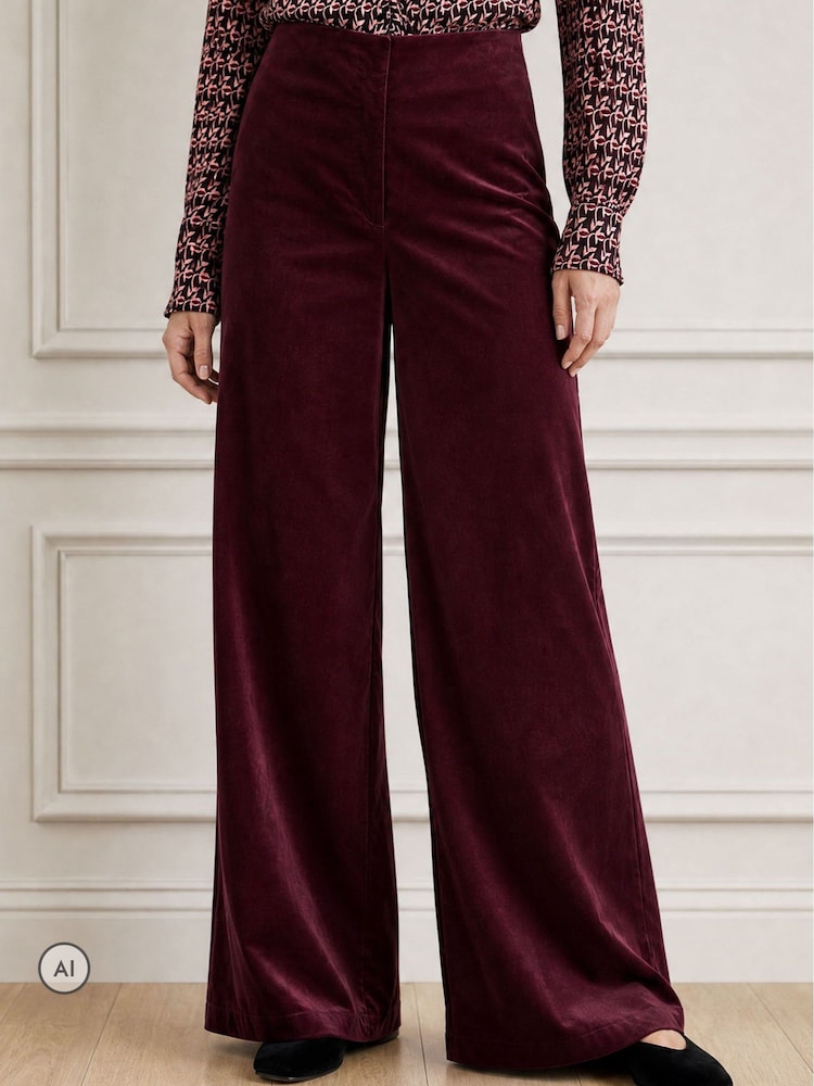 Aspiga Purple Wide Leg Stretch Corduroy Trousers - Image 1 of 4 Aspiga Purple Wide Leg Stretch Corduroy Trousers - Image 1 of 4