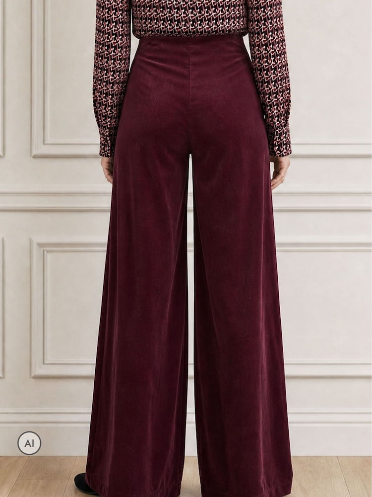 Aspiga Purple Wide Leg Stretch Corduroy Trousers - Image 2 of 4 Aspiga Purple Wide Leg Stretch Corduroy Trousers - Image 2 of 4