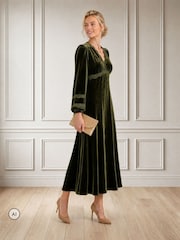 Aspiga Green Lorna Lace Velvet Dress - Image 3 of 4