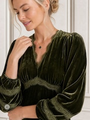 Aspiga Green Lorna Lace Velvet Dress - Image 4 of 4