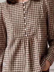 Aspiga Brown Mina Gingham Check Blouse - Image 2 of 4