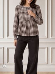 Aspiga Brown Mina Gingham Check Blouse - Image 4 of 4