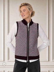 Aspiga Red Merino Wool Stripe Zip Through Gilet - Image 1 of 4
