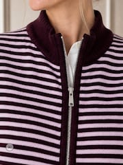 Aspiga Red Merino Wool Stripe Zip Through Gilet - Image 3 of 4