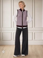 Aspiga Red Merino Wool Stripe Zip Through Gilet - Image 4 of 4