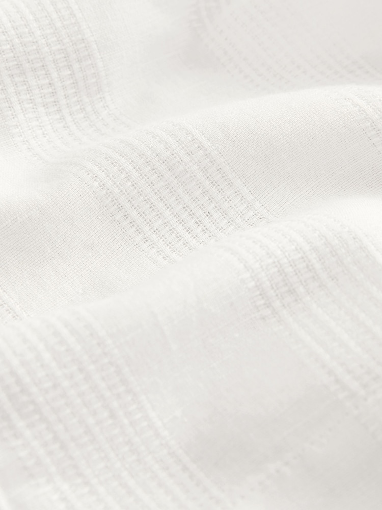White Linen Blend Short Sleeve Safari Shirt - Image 6 of 6