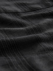 Black Linen Blend Short Sleeve Safari Shirt - Image 6 of 6