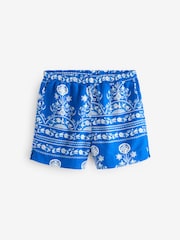 Blau/Weiß/Bedruckt - Shorts aus Leinenmischung - Bild 4 von 5