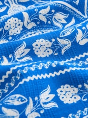 Blau/Weiß/Bedruckt - Shorts aus Leinenmischung - Bild 5 von 5